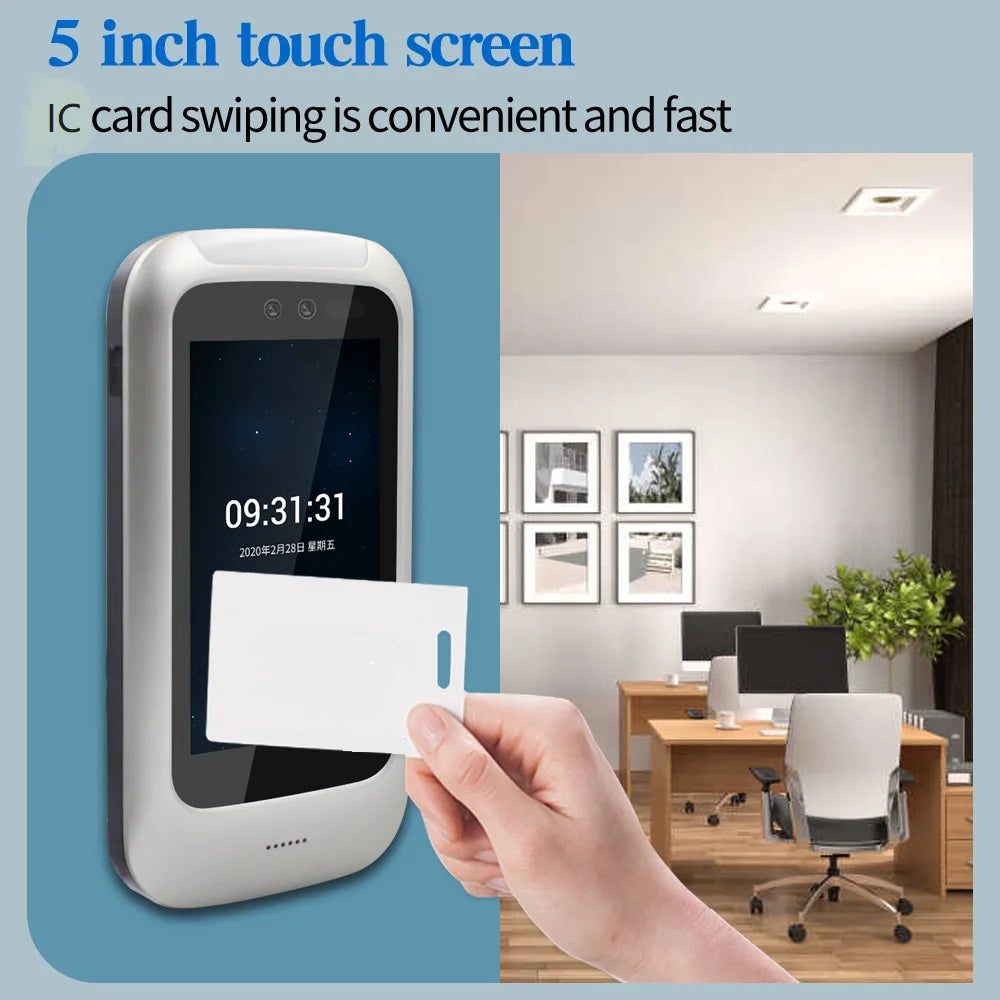 5 Inch WiFi TCP IP Face Recognition Touch Screen Attendance Device Support 13.56Mhz IC Card APP/ PC Software / Cloud 3000 Users Vue