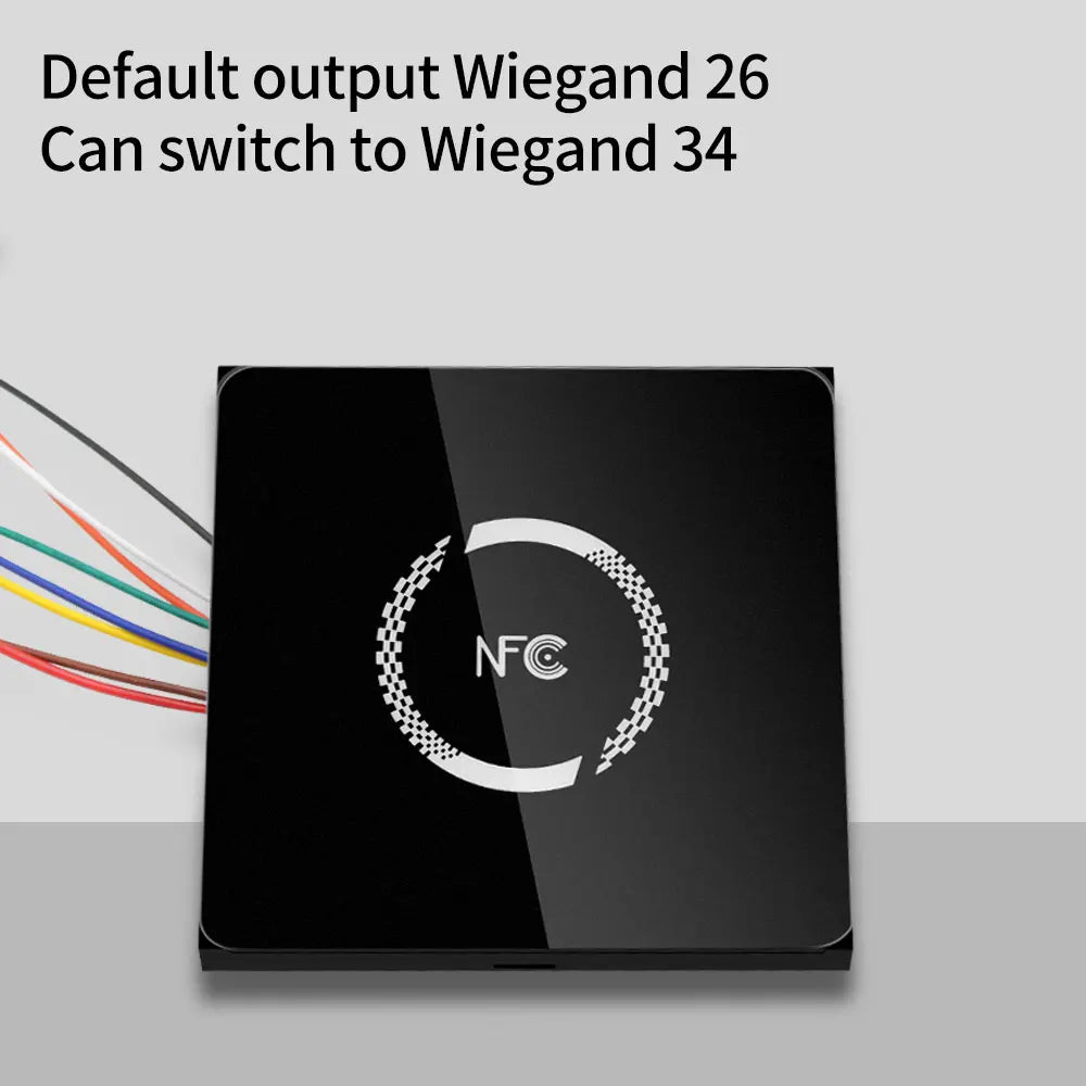 IP65 Waterproof NFC Wiegand LED Backlight Glass Panel M1 S50 EM Dual Band RFID Access Control Slave Reader Mounted Metal Vue