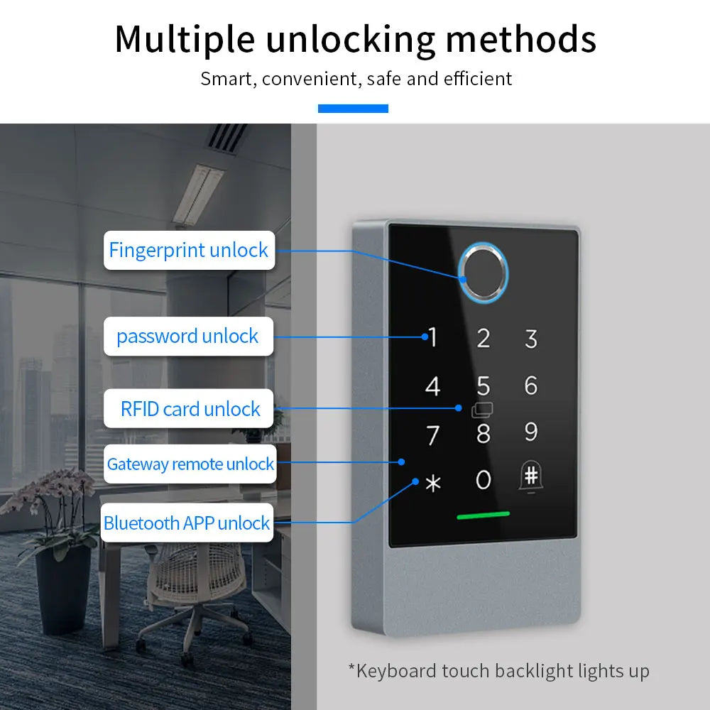 K3/K3F IP67 Waterproof TTLock APP Remote Control Smart Standalone Access Controler RFID Reader Card/Password/APP/Remote Alexa Vue