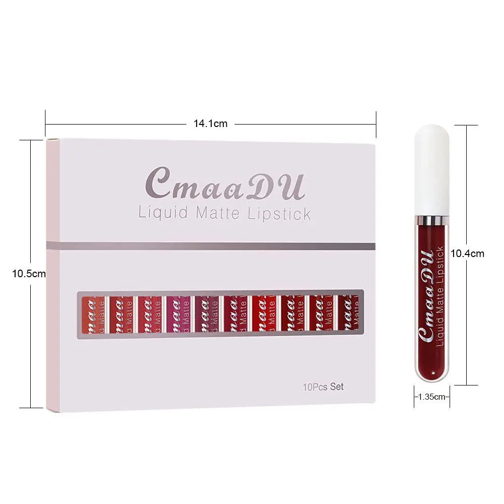 CmaaDu 6pcs/10pcs/set velvet matte durable waterproof easy color non-stick cup texture silky saturation high lip gloss Vue