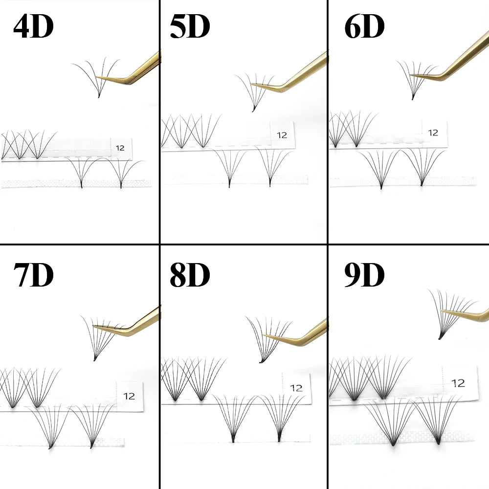 NAGARAKU Sharp Narrow Stem Premade Fans Eyelash Extension 0.07mm 4D-10D 120 Fans Thin Pointy Base Russian Fans Ready Volume Vue