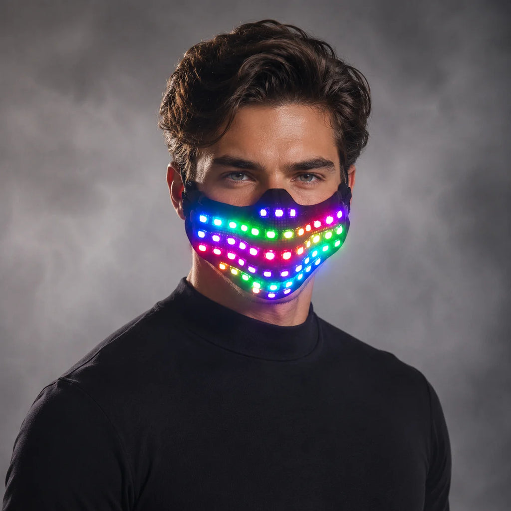 LED RGB Multi-Color Light Mask Hero Face Guard for DJ Party Halloween Birthday - Colorful Show Masks Vue Default Title