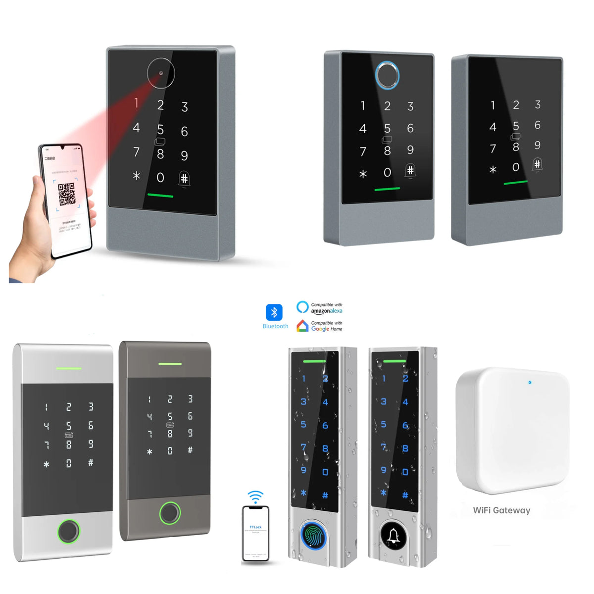 TTLOCK Bluetooth Fingerprint Access Controler Waterproof RFID IC Keypad App Unlock Door Opener for Access Control System Vue