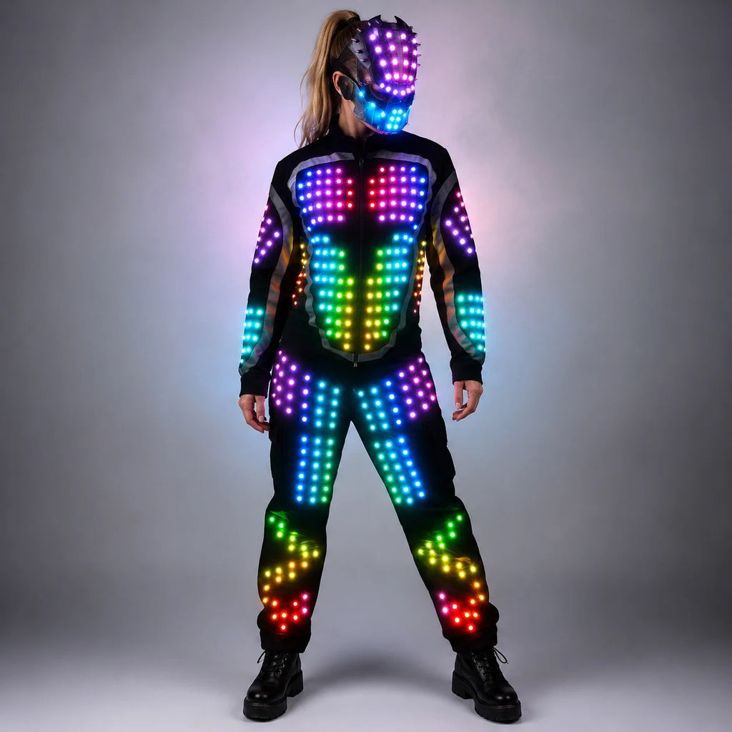 Digital LED Luminous Armor Light Up Jacket Glowing Costumes Suit Bar Nightclub Party Performance Costume Parade Float Decoration Vue