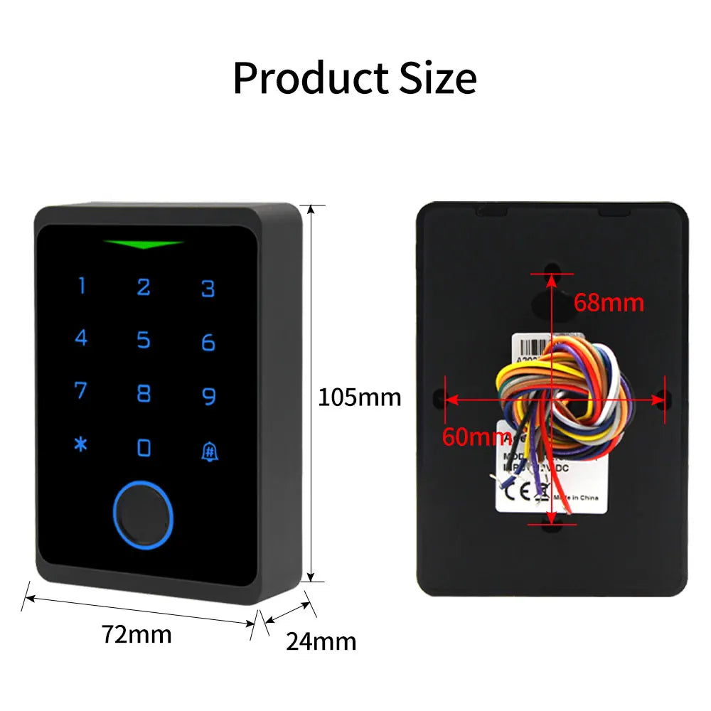 Wifi Tuya Backlit Fingerprint Door Access Keypad Waterproof RFID 125kHZ EM Card Reader for Access Control System Wiegand 26 34 Vue