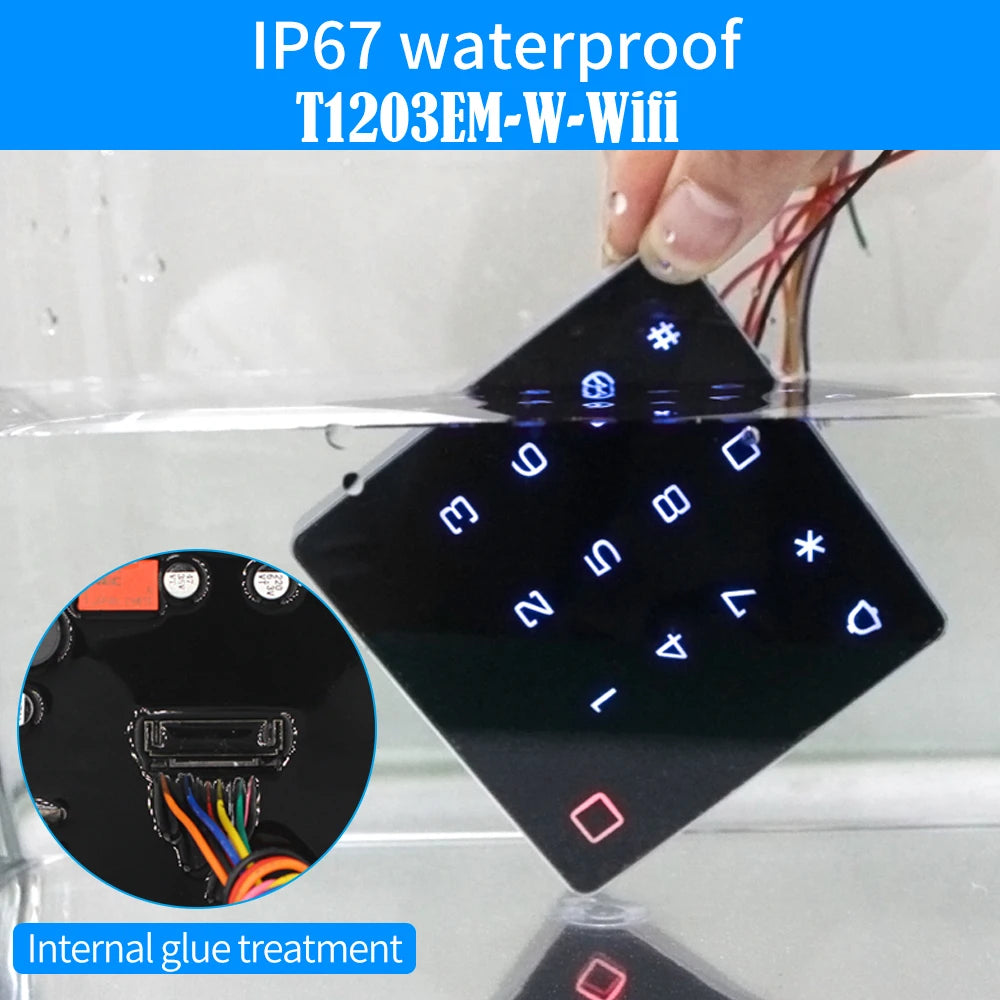 IP67 Waterproof WIFI Supports Tuya App Access Control Password Keyboard ID RFID 125KHz Independent Access Card Reader Vue WIFI IP67 waterproof