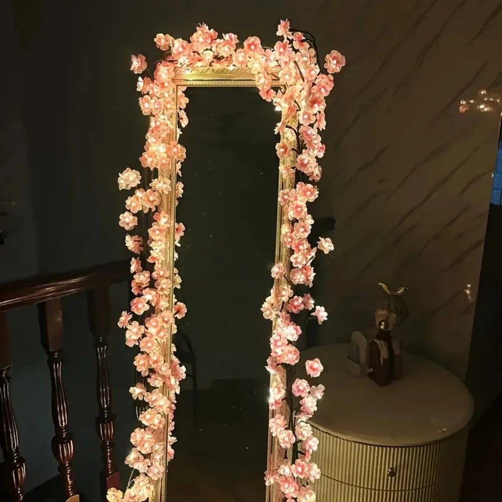 1PC 72/96LEDS Cherry Blossom Vine Lights, Glowing Branch Lights,8 Flashing Modes, USB Powered,used for Bedroom Indoor Home Party Vue