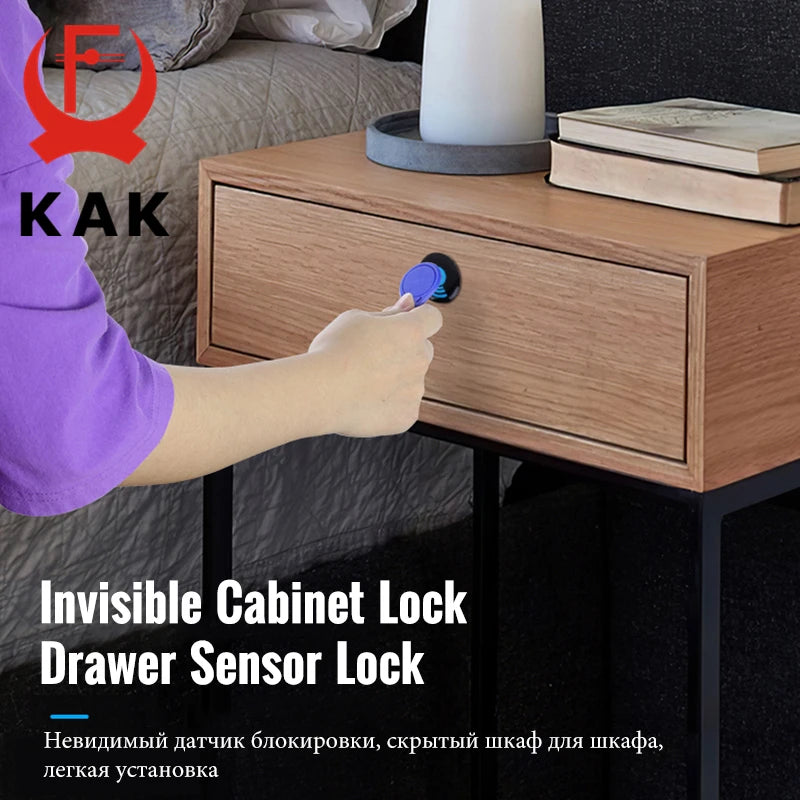 KAK Electronic Lock Locker RFID Cabinet Lock Invisible Sensor Lock Hidden Drawer Locks Keyless Child Safety Lock Door Hardware Vue