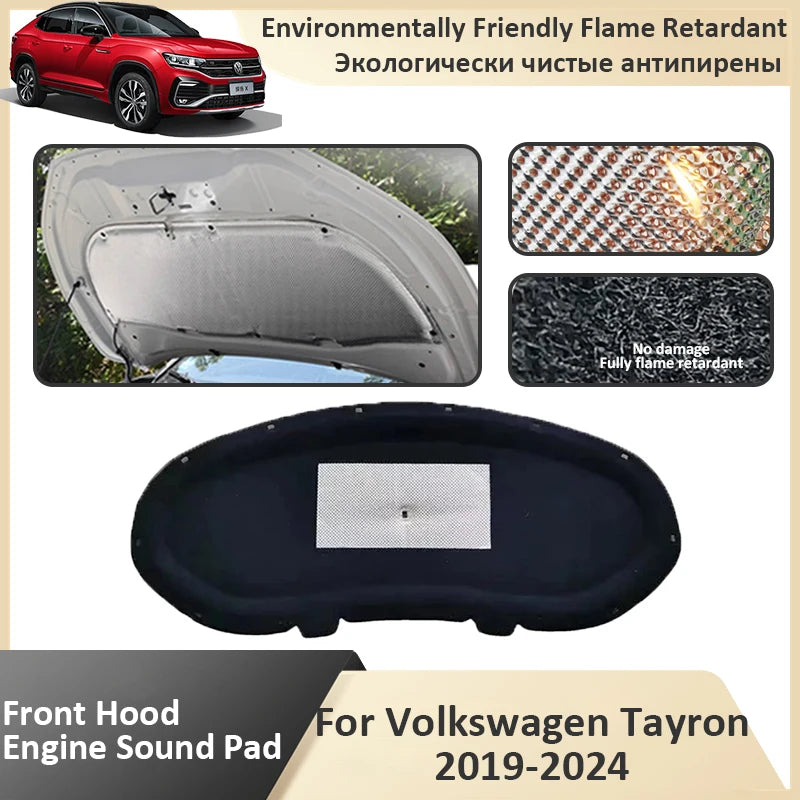 For VW Volkswagen Tayron 2019 2020 2021 2022 2023 2024 Cotton Cover Car Front Hood Engine Sound Heat Mat Soundproof Fireproof Vue