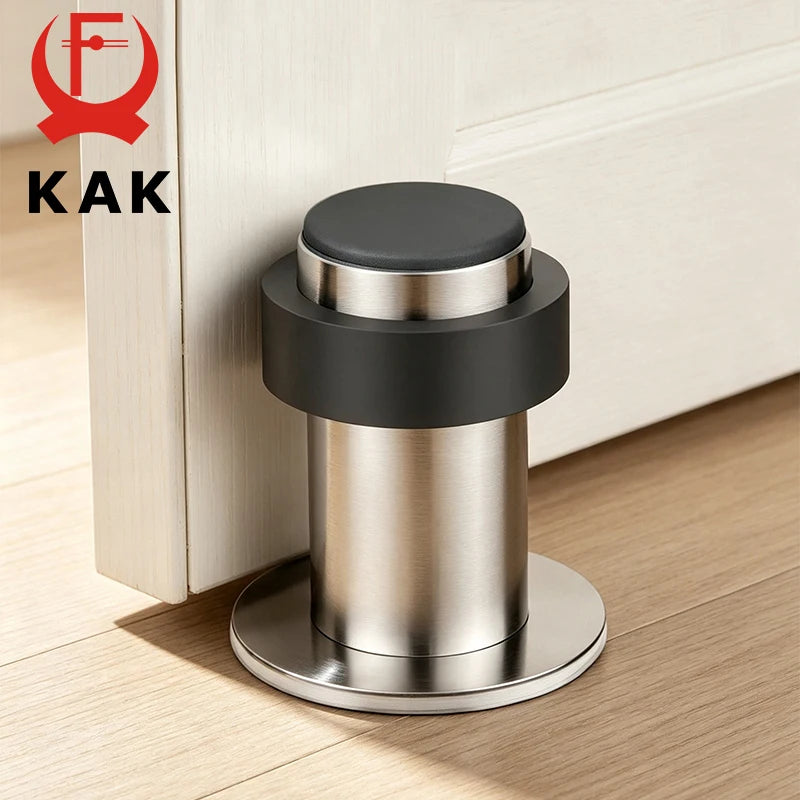 KAK Rubber Doorstops Door Stopper Stainless Steel Gaskets Floor Door Stop Safety Wall Protection Hardware Anti-collision Vue