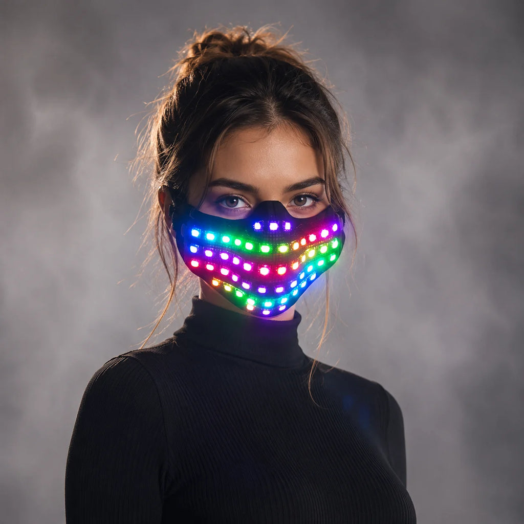 LED RGB Multi-Color Light Mask Hero Face Guard for DJ Party Halloween Birthday - Colorful Show Masks Vue