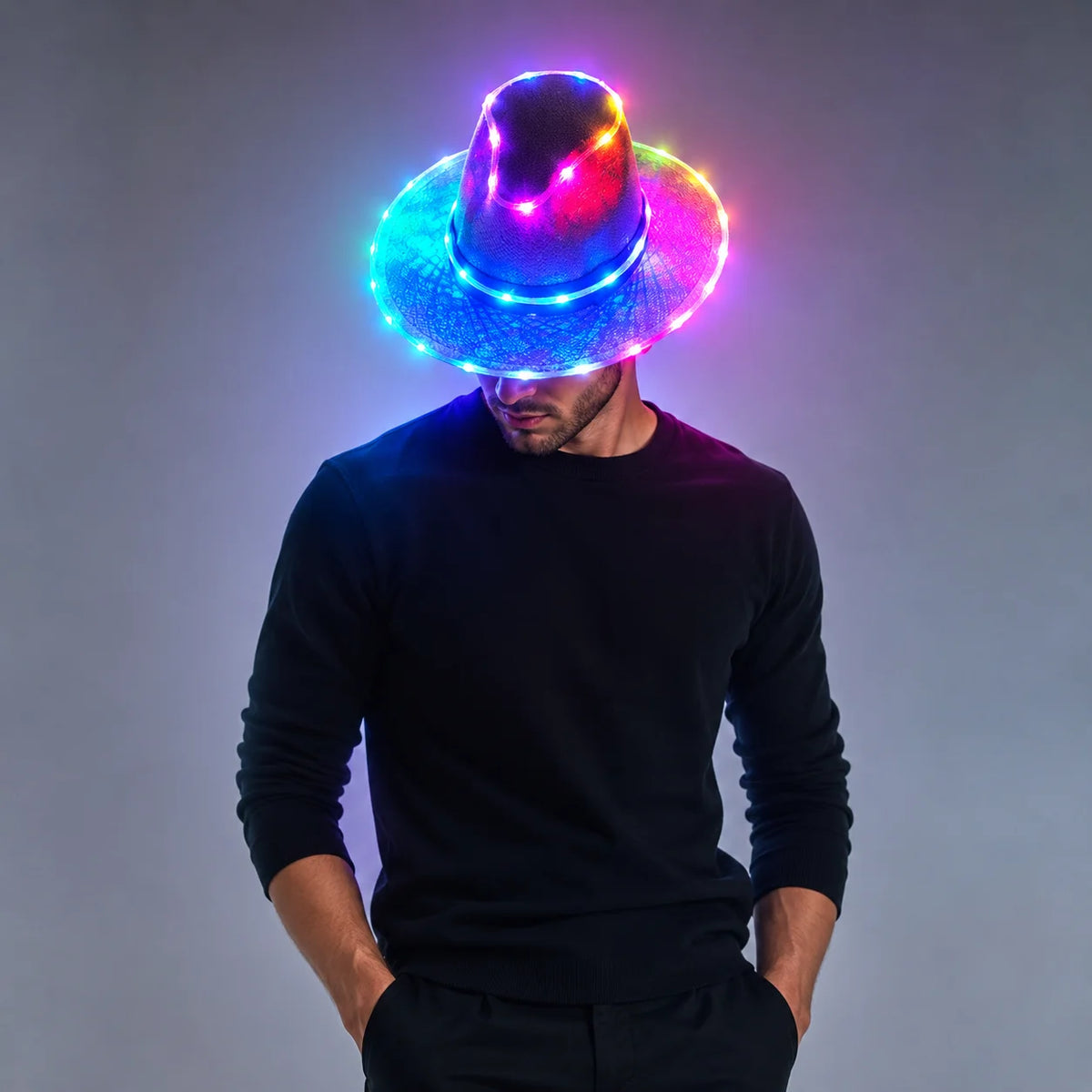 Full Color Cool LED Hat Party Luminous Cap Neon LED Light Costume Party Fluorescent DJ BAR Dance Performances Carnival Party Vue