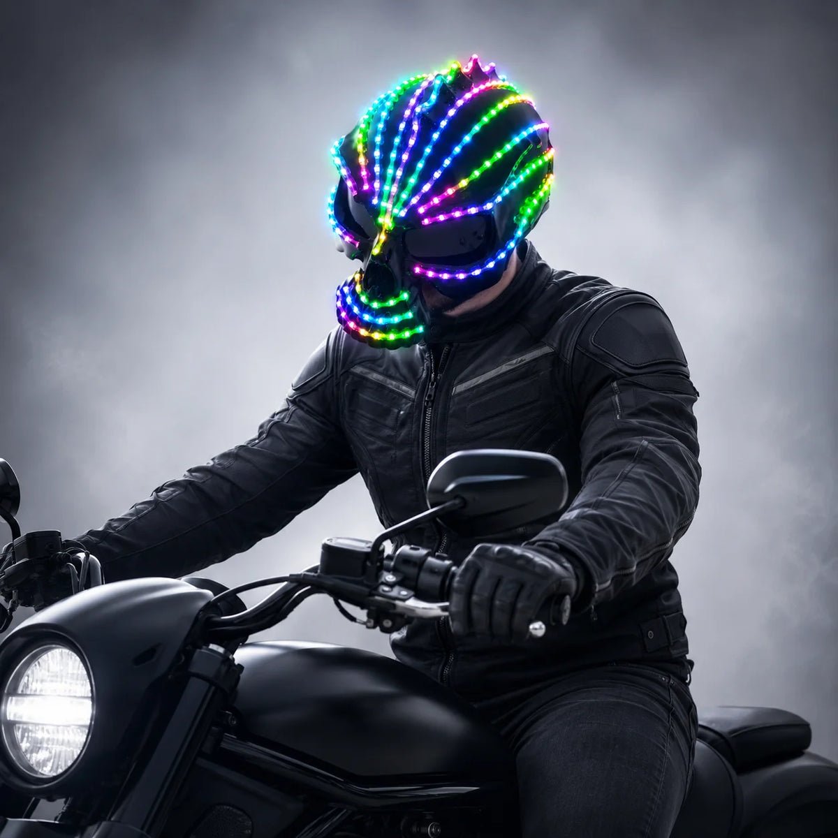Unicorn LED Helmet Full Color Lighting Waterfall Effect Mask Glowing Robot Suit Racing Hat Party Dress Accessory Monochrome Vue Default Title