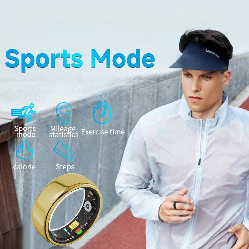 2025 New Smart Ring Sleep Blood Pressure Monitor Multiple Exercise Modes IP68 Waterproof Wirless Men Women Rings For Android iOS Vue