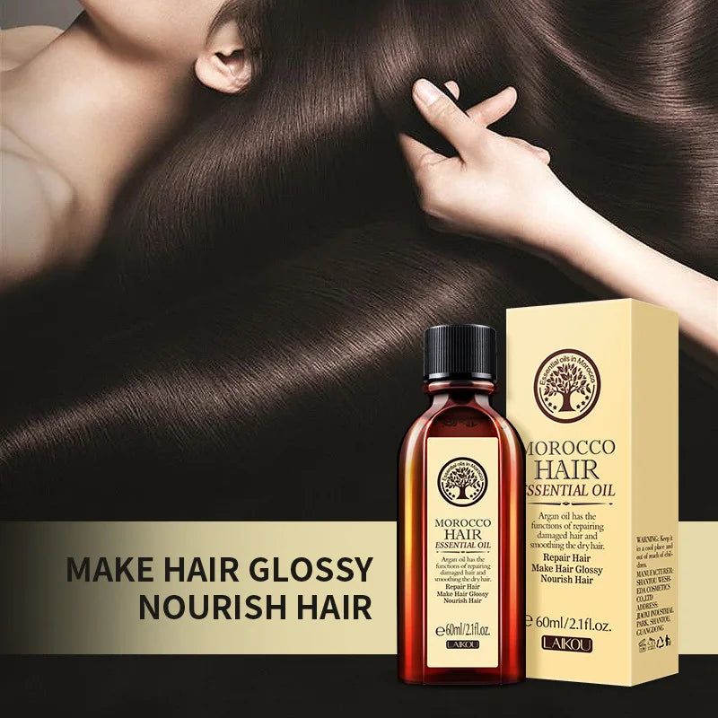 60ML Hair Care Moroccan Pure Argan Oil Hair Essential Oil for Dry Hair Types Multi-functional Hair Care Products for Woman Vue