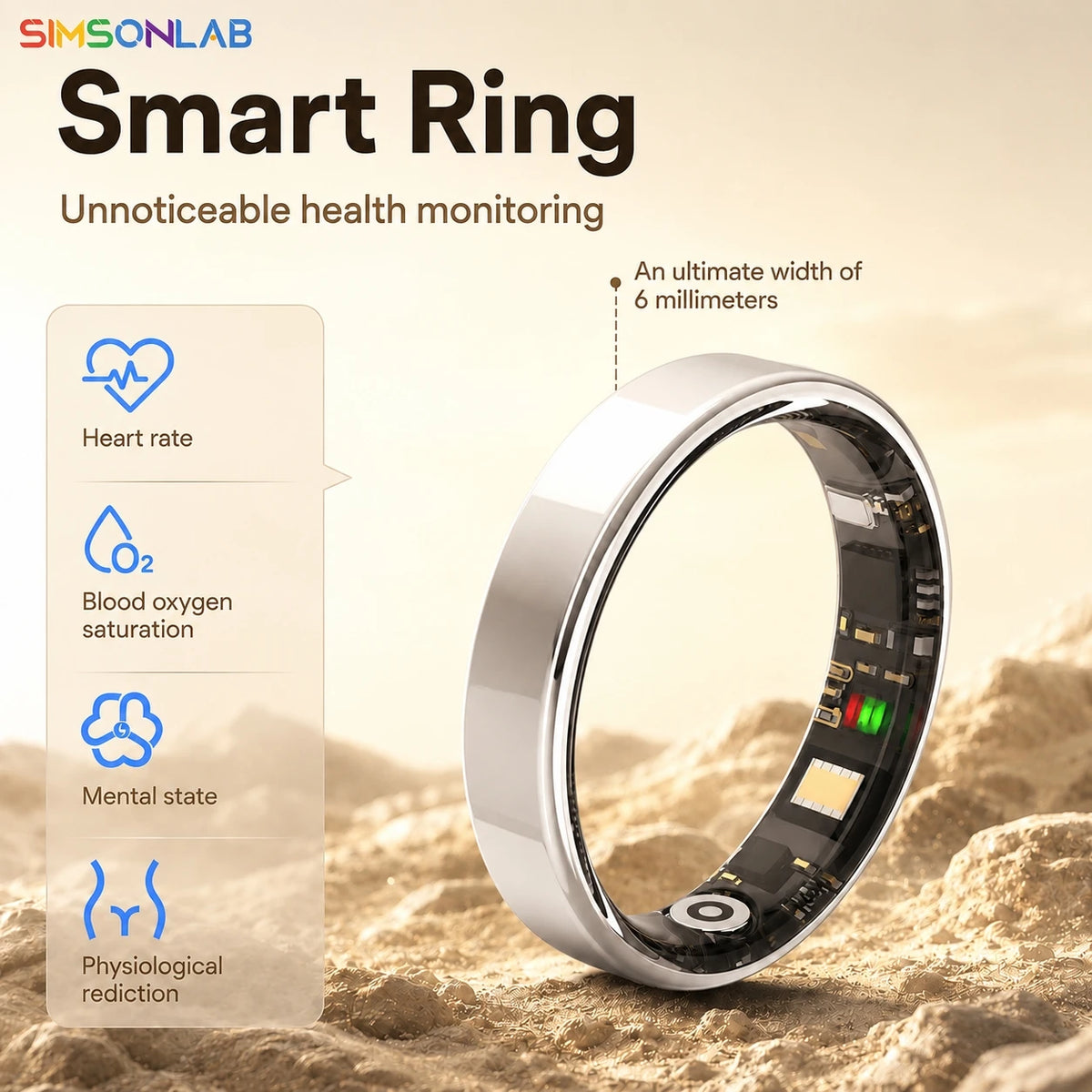 NEW Smart Ring Health Tracker Sleep Recording & Smart Sleep Analysis Blood Oxygen Monitor Heart Rate Tracker Activity Track Men Vue