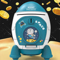Piggy Bank Toys, Rocket Spacecraft Large Capacity Key Unlocking Puzzle Toy 3 Color could be Chosen, Gifts for 3+ Boys and Girls Vue Blue