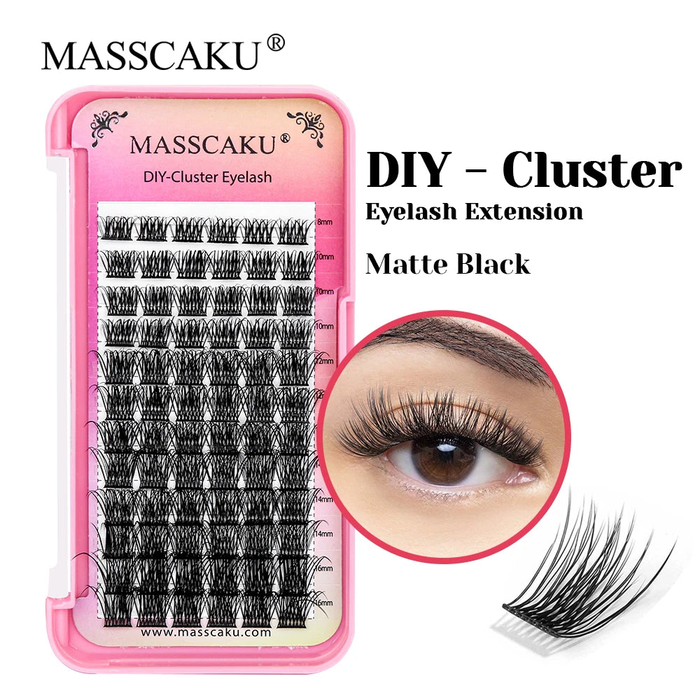 MASSCAKU 0.07mm Thickness Fast Grafting DIY Segmented Hybrid Eyelashes Waterproof Handmade DIY Clusters Volume Lashes Supplies Vue