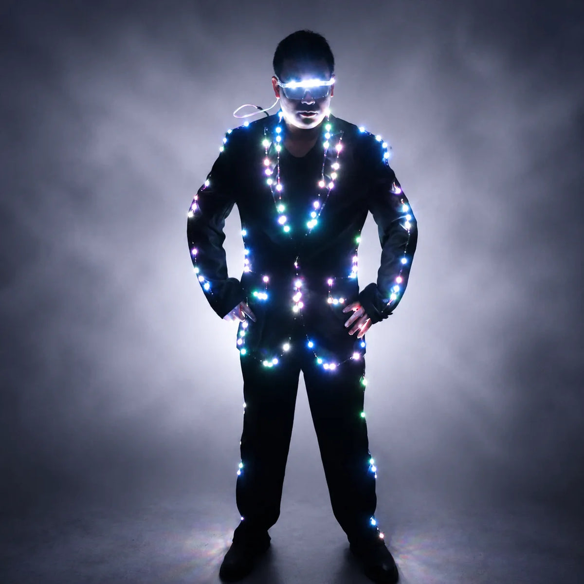 Full Color Pixel LED Lights Jacket Coat Stage Dance Costume RGB Light Up Stage Tron Suit for Men Women Nightclub Party Outfits Vue