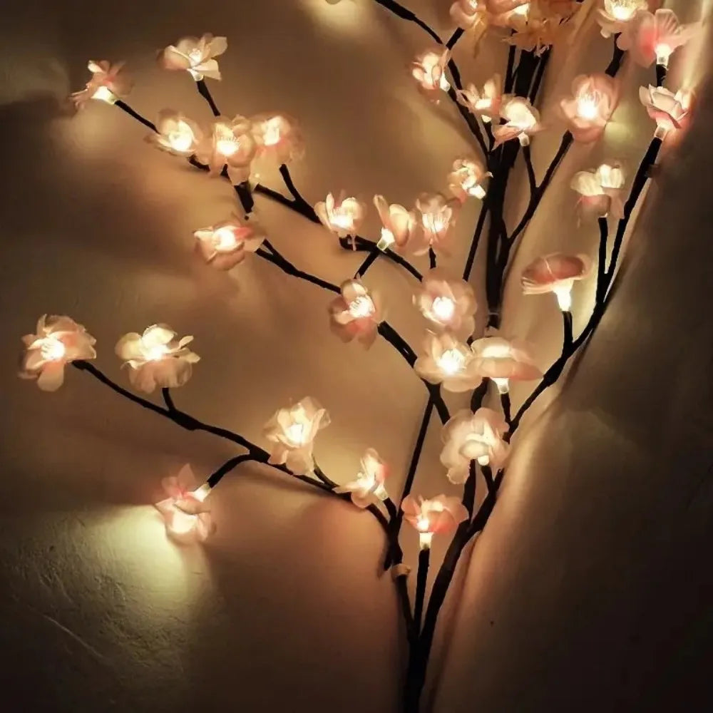 1PC 72/96LEDS Cherry Blossom Vine Lights, Glowing Branch Lights,8 Flashing Modes, USB Powered,used for Bedroom Indoor Home Party Vue