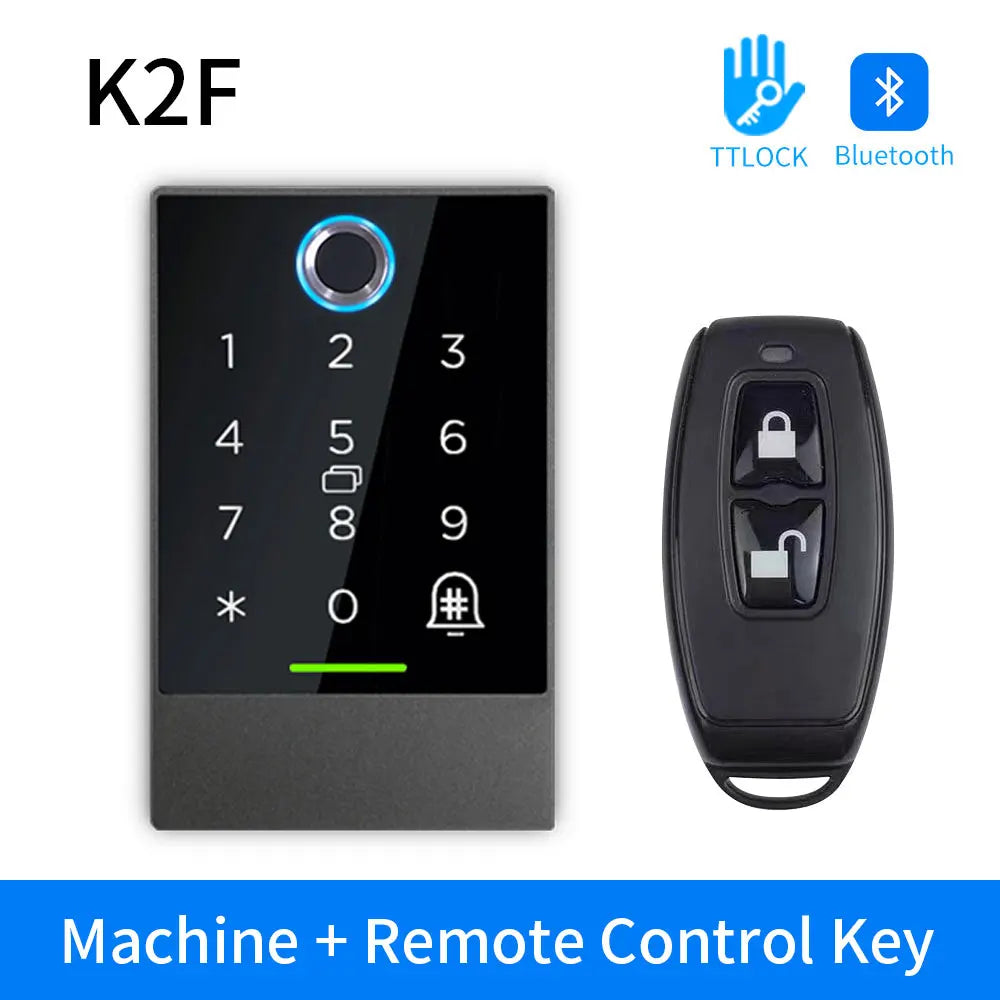 K2F Waterproof 13.56Mhz Access Control Keypad Fingerprint Door Lock TTLOCK App Bluetooth Lock Long Range 13.56MHz Card Reader Vue K2F-Remote Control