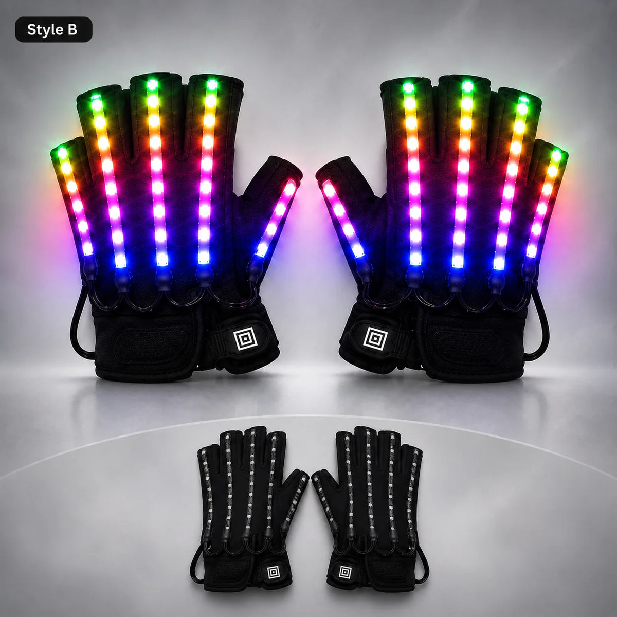 LED Gloves Luminous Flower Finger Light Gloves Party Supplies Dancing Club Props Stage LED Glove LED Luminous Costumes Vue GLVOES Style B One size China Mainland