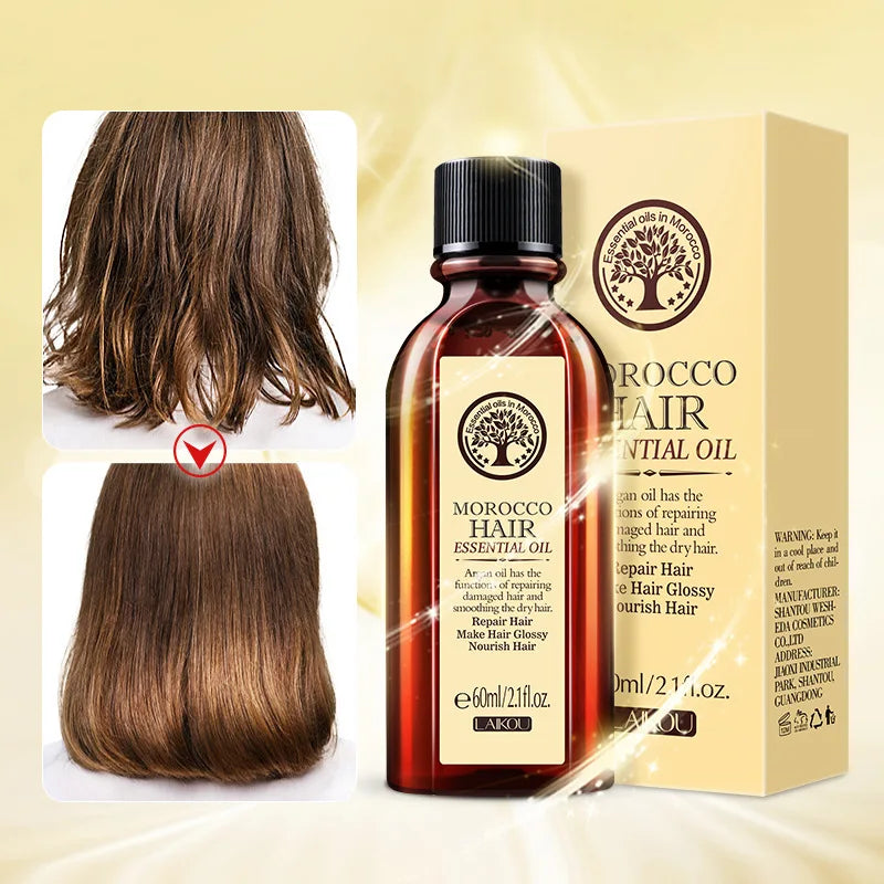 60ML Hair Care Moroccan Pure Argan Oil Hair Essential Oil for Dry Hair Types Multi-functional Hair Care Products for Woman Vue