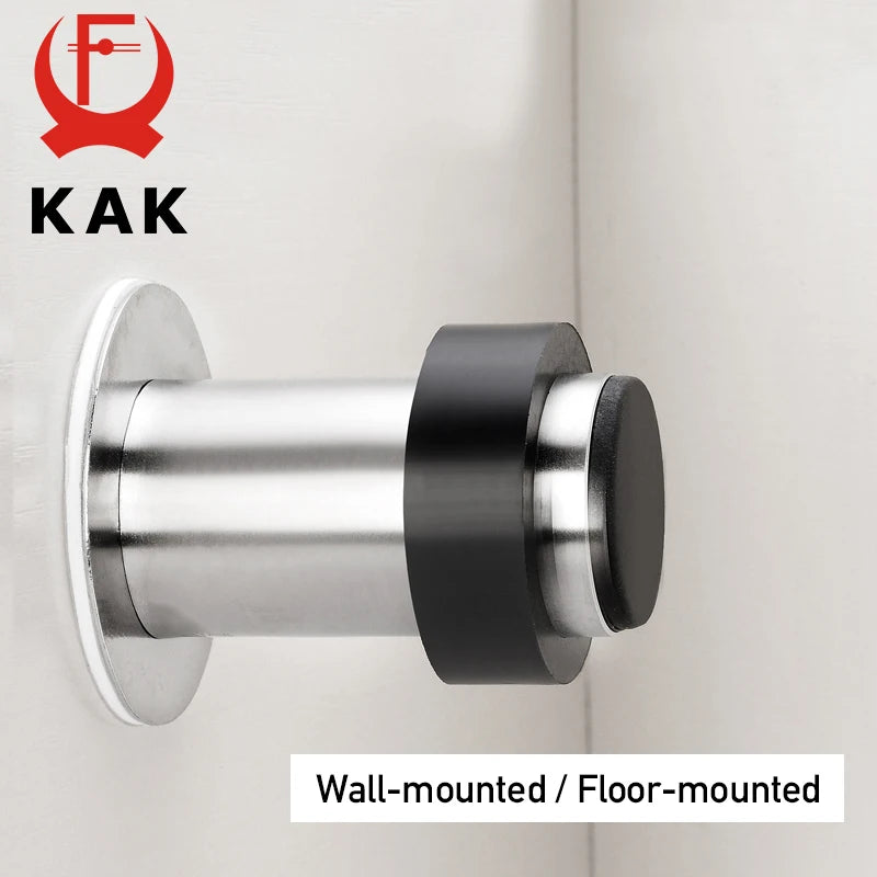 KAK Rubber Doorstops Door Stopper Stainless Steel Gaskets Floor Door Stop Safety Wall Protection Hardware Anti-collision Vue