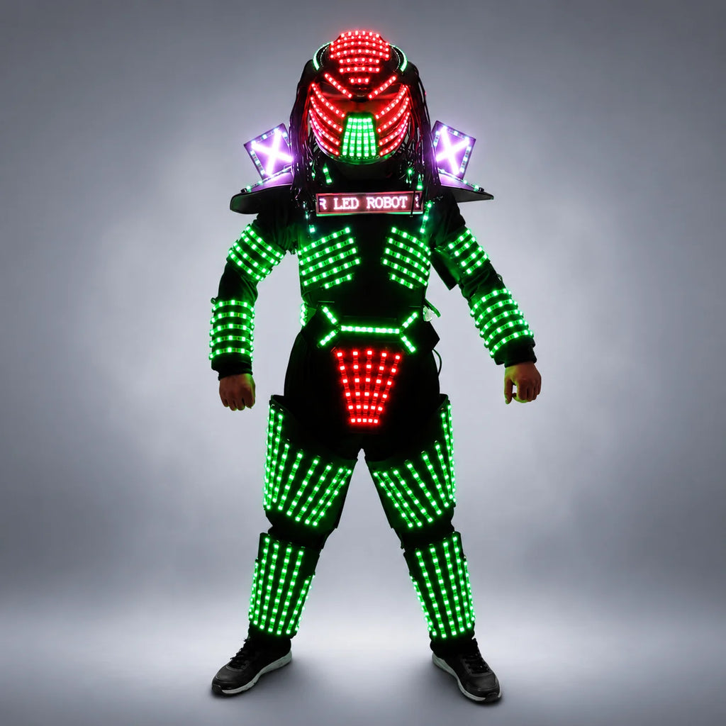 LED Robot Costumes Clothes LED Lights Luminous Stage Dance Performance Show Dress for Night Club Vue