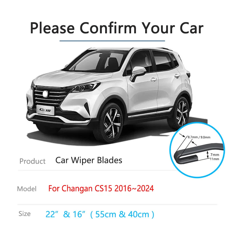 For Changan CS15 Pro Mini 2016~2024 2019 Front Wiper Blades Window Brushes Windscreen Windshield Cleaning Auto part Accessories Vue
