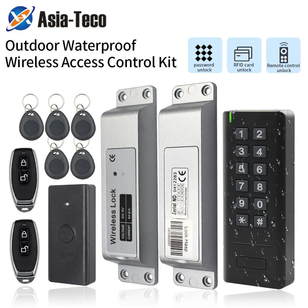 Waterproof Wireless Access Control Kits Electronic Gate Garage Door Opener Digital Set RFID Smart Lock Kit Access Control System Vue Default Title