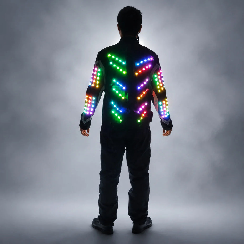 Full Color LED Growing Robot Suit Costume Men LED Luminous Flashing Clothing Dance Wear For Night Clubs Party Event Bar Supplies Vue