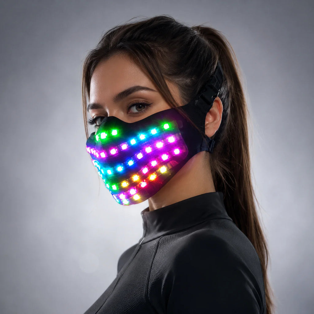 LED RGB Multi-Color Light Mask Hero Face Guard for DJ Party Halloween Birthday - Colorful Show Masks Vue