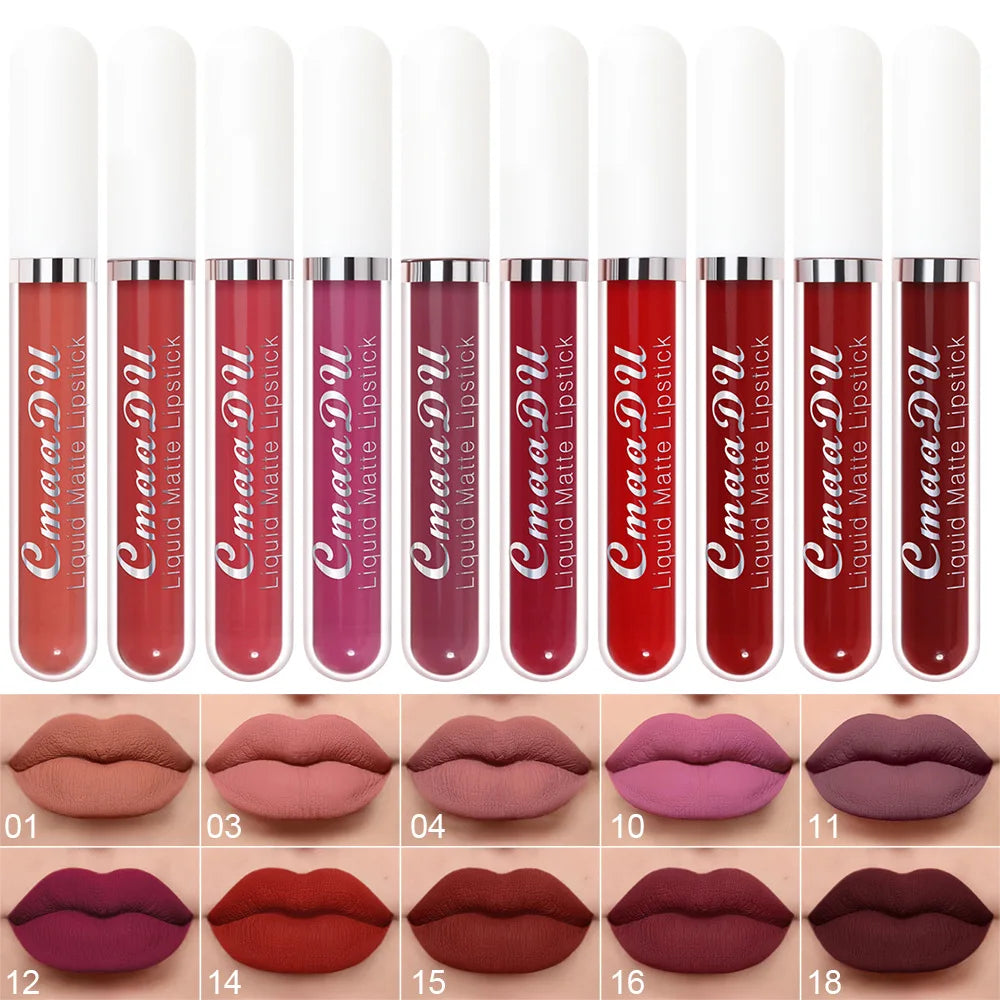 CmaaDu 6pcs/10pcs/set velvet matte durable waterproof easy color non-stick cup texture silky saturation high lip gloss Vue