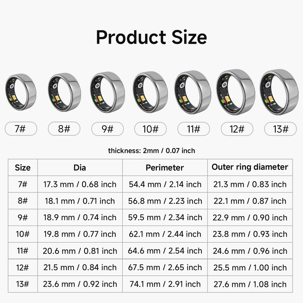 2025 New Smart Ring Sleep Blood Pressure Monitor Multiple Exercise Modes IP68 Waterproof Wirless Men Women Rings For Android iOS Vue