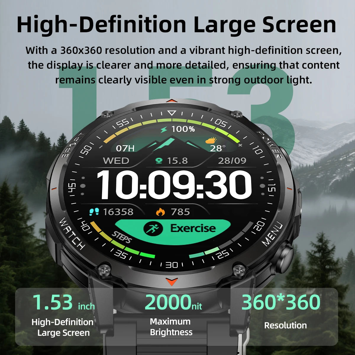 2026 Military Smart Watch Men 1400mAh Ultra Long Battery 10ATM Waterproof Bluetooth Call Outdoor Flashlight Heart Rate Fitness Vue