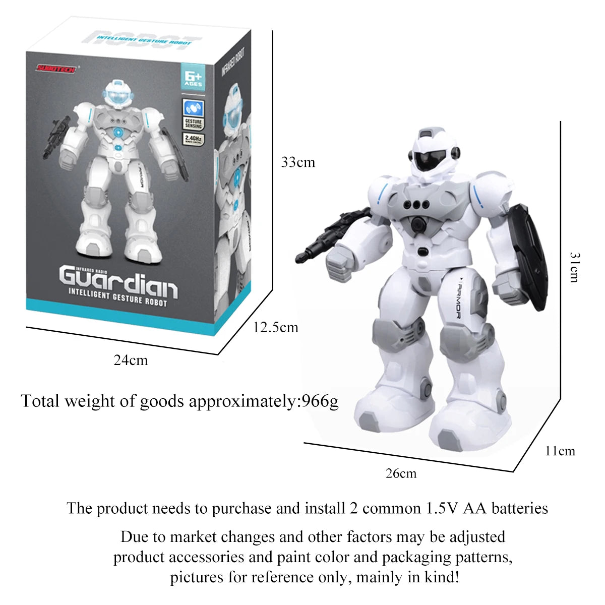 2.4G Remote Controlled Robot, Intelligent Programming Gesture Sensing, Dancing Singing Puzzle Toys Excluding regular batteries Vue