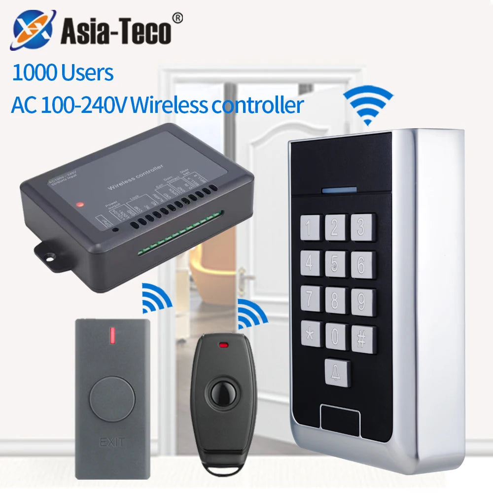 AC 100V~240V RFID Wireless Access Control System Wiegand 26~44 Remote Control and Exit Button Power Supply 220V Automatic Door Vue Default Title