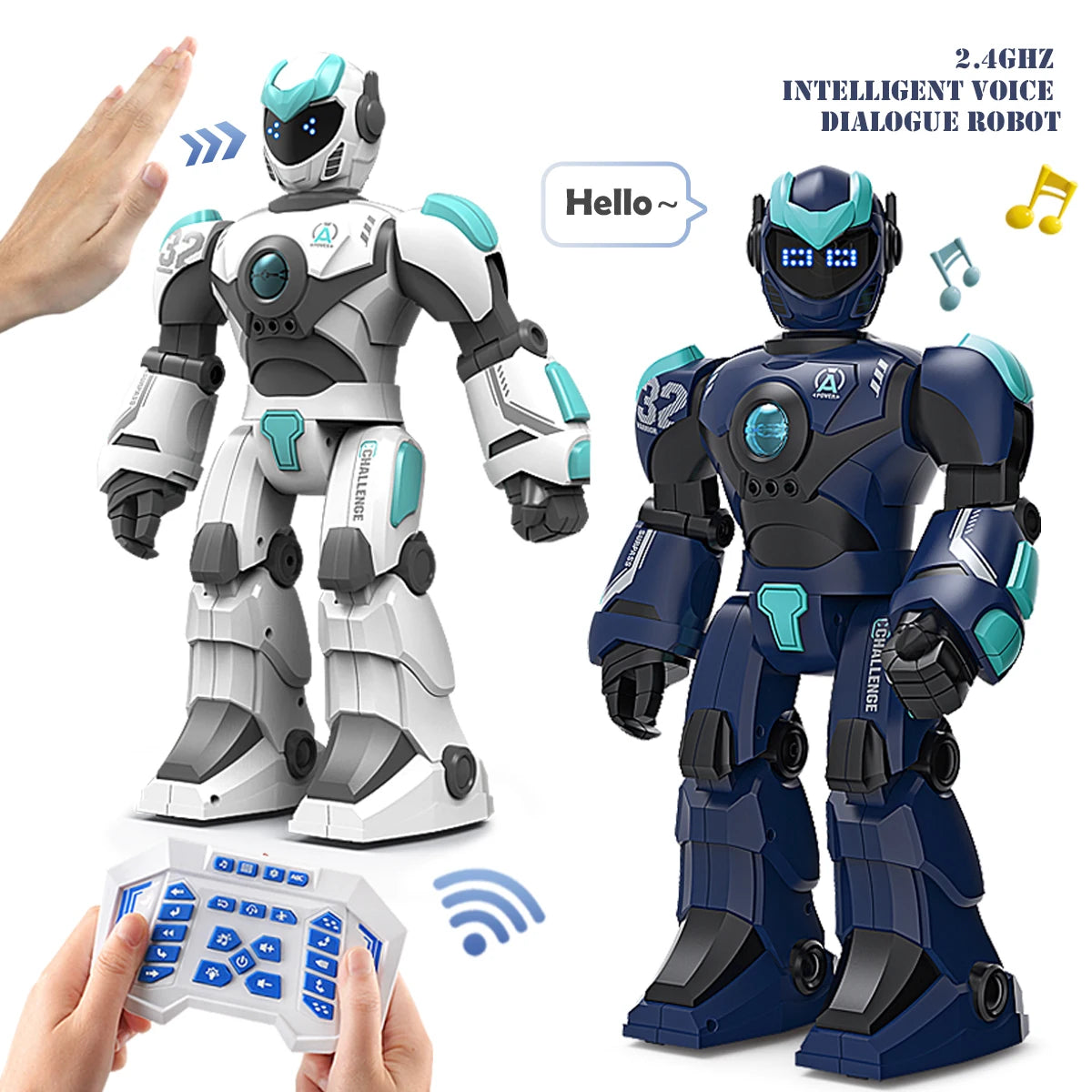 2.4G Remote Controlled Robot, Intelligent Programming Gesture Sensing, Dancing Singing Puzzle Toys Excluding regular batteries Vue