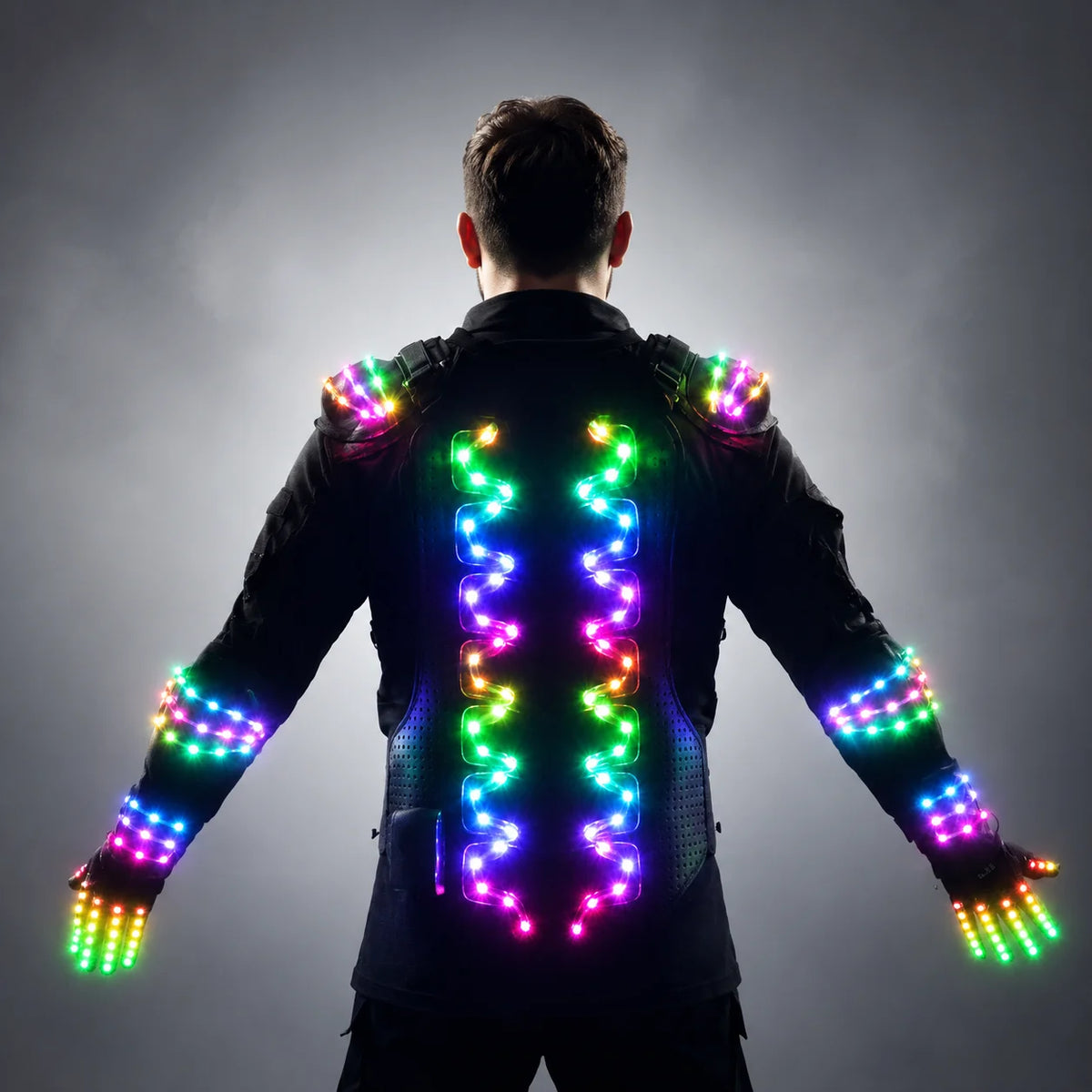 RGB Colorful Light Armor Outfits Glowing Clothe Show Dress Bar DJ MC Performance Robot Men Suit Led Costumes Ballroom Wears Vue
