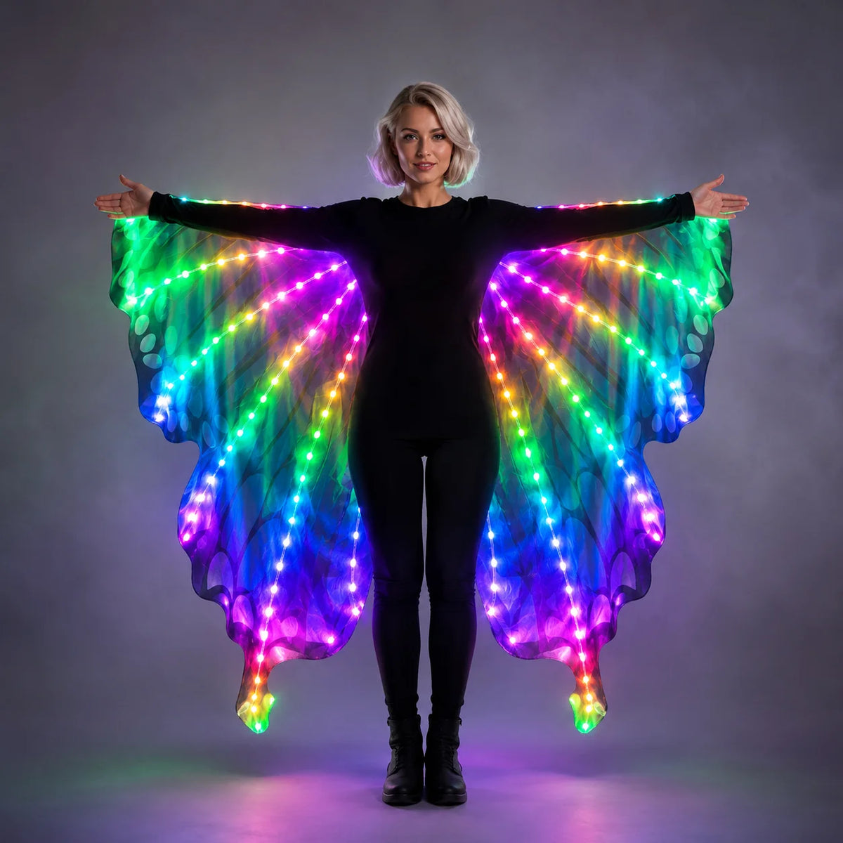 Colorful Light Up LED Wings Butterfly Cloak Belly Dance Costume Stage Performance Props Vue Default Title
