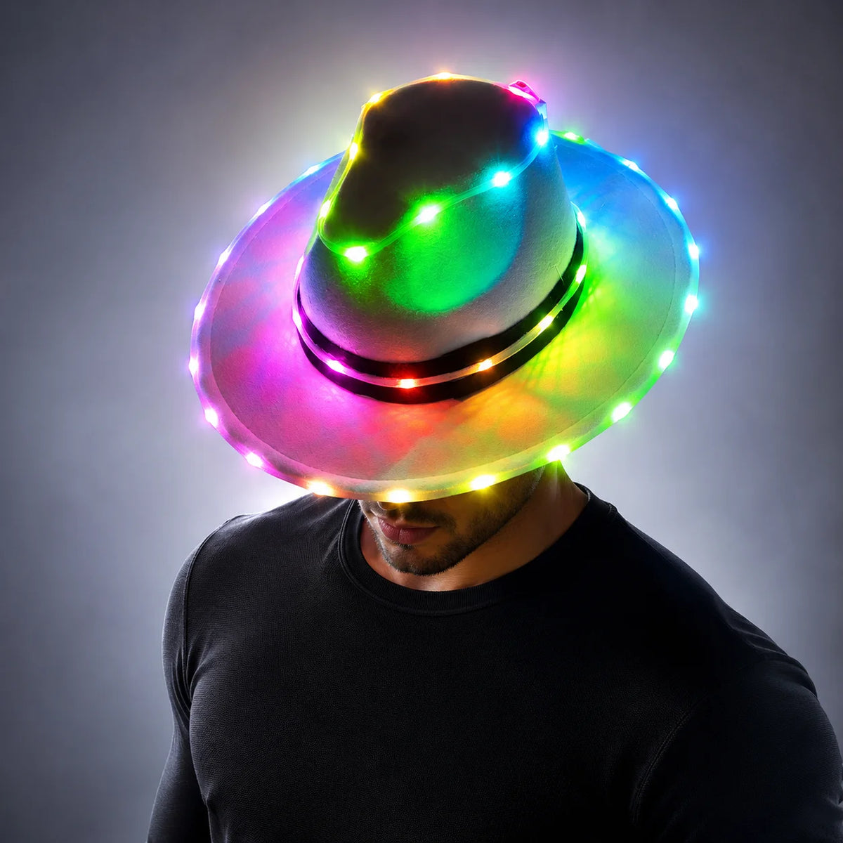 Full Color Cool LED Hat Party Luminous Cap Neon LED Light Costume Party Fluorescent DJ BAR Dance Performances Carnival Party Vue