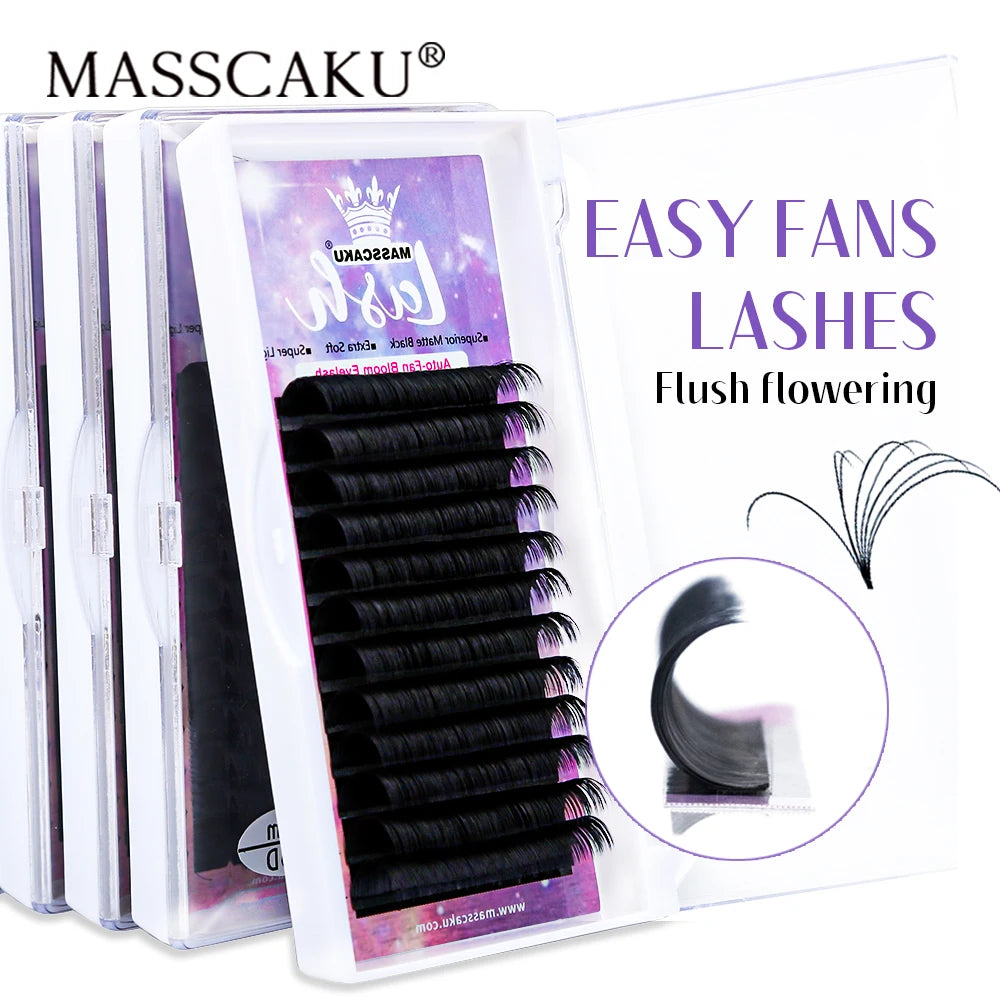 MASSCAKU Individual Volume Eyelash 0.05 0.07mm 8-15mm Mix Size Automatic Flowering Cilia Silk Lash Extensions Wholesale Supplies Vue D 0.07mm 16mm