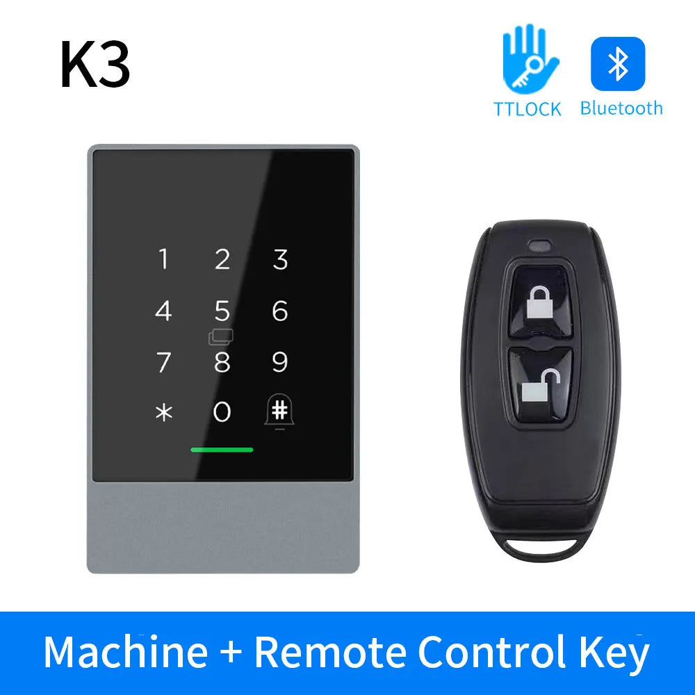 TTlock Smart Phone App Access Controller 13.56Mhz Rfid Door Access Control System Door Kit Ip67 Waterproof Reader Nfc G2 Gateway Vue K3-Remote Control