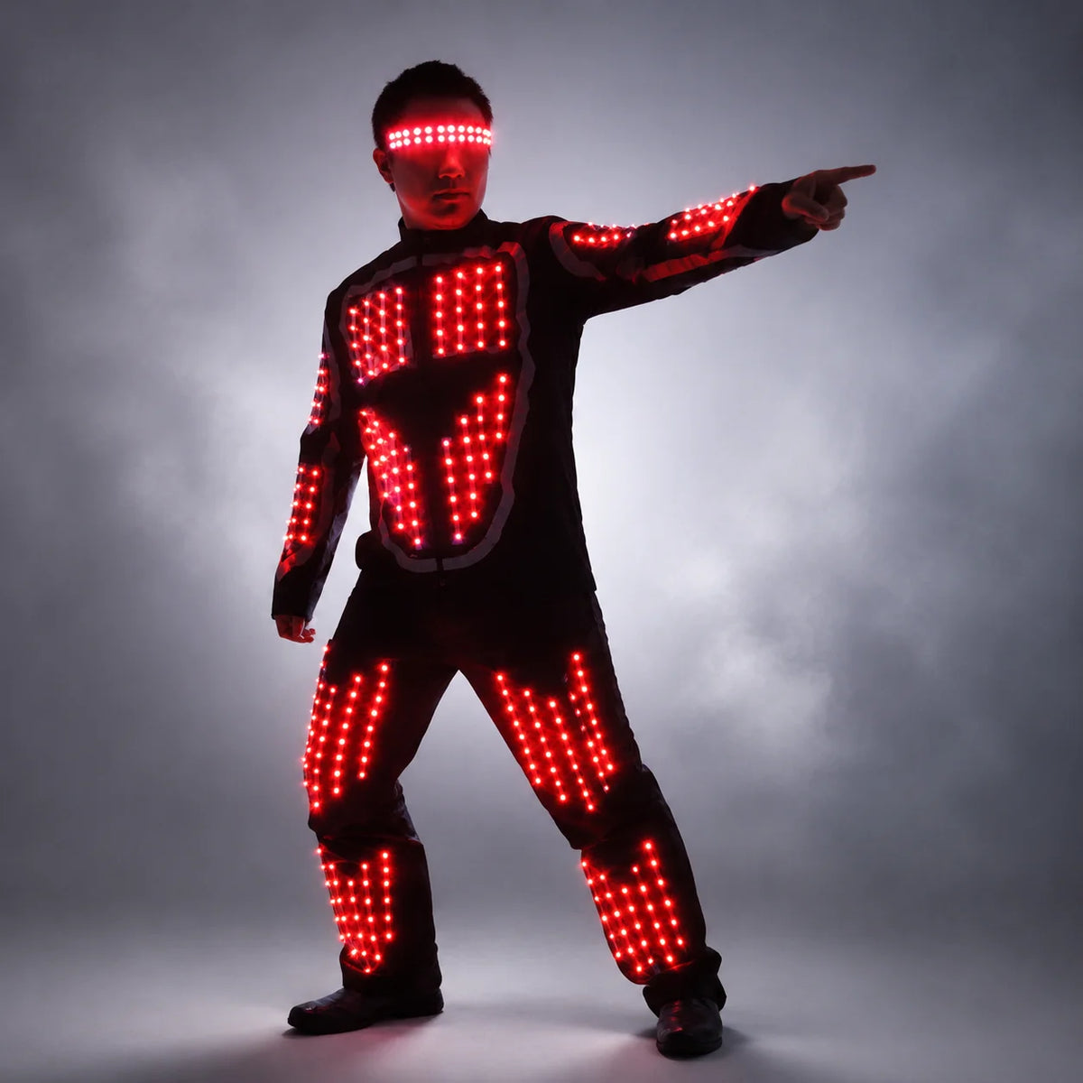 Full Color LED Growing Robot Suit Costume Men LED Luminous Flashing Clothing Dance Wear For Night Clubs Party Event Bar Supplies Vue