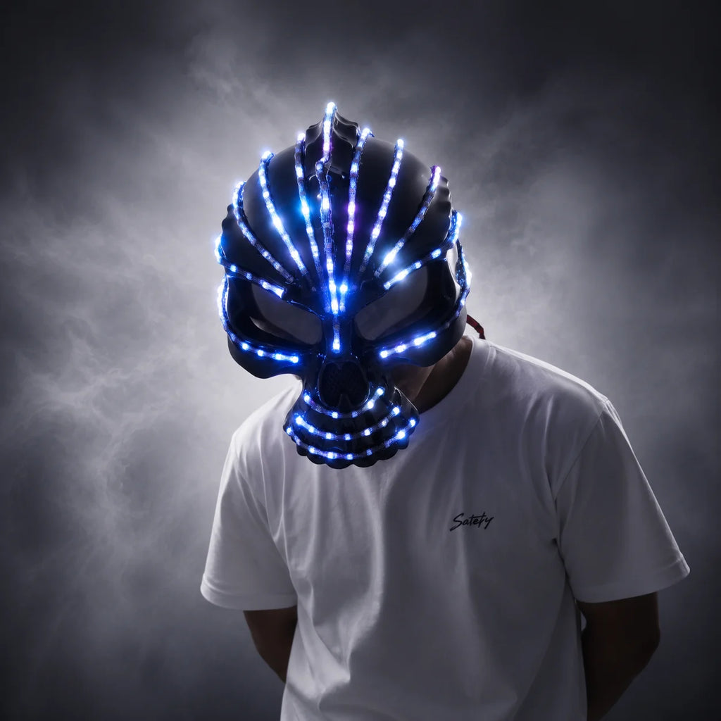 Unicorn LED Helmet Full Color Lighting Waterfall Effect Mask Glowing Robot Suit Racing Hat Party Dress Accessory Monochrome Vue