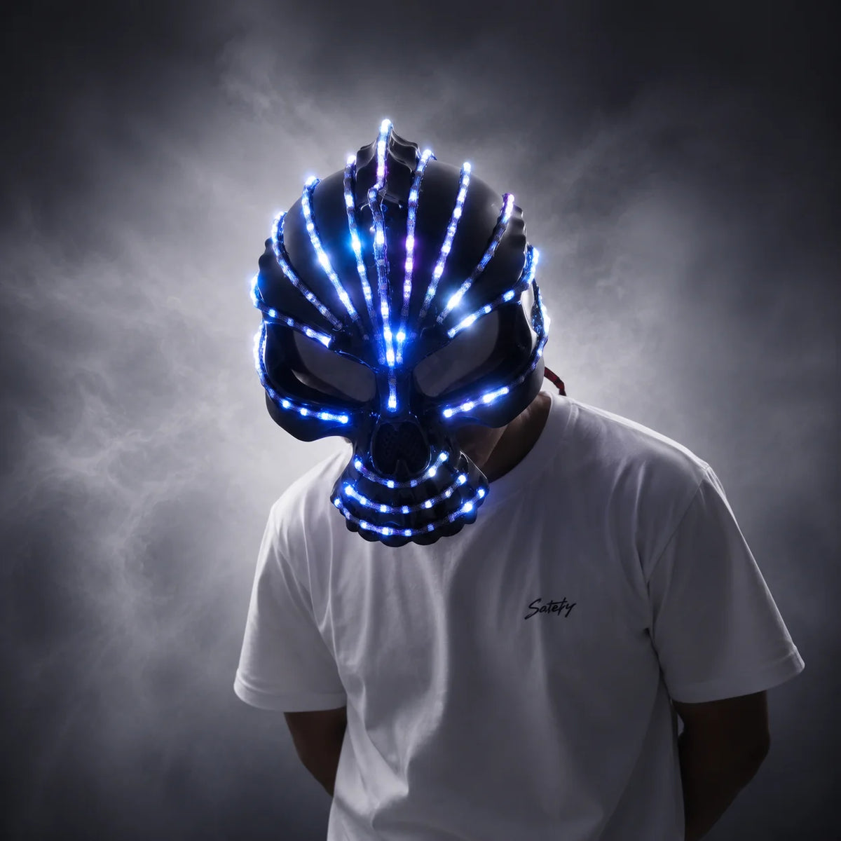 Unicorn LED Helmet Full Color Lighting Waterfall Effect Mask Glowing Robot Suit Racing Hat Party Dress Accessory Monochrome Vue