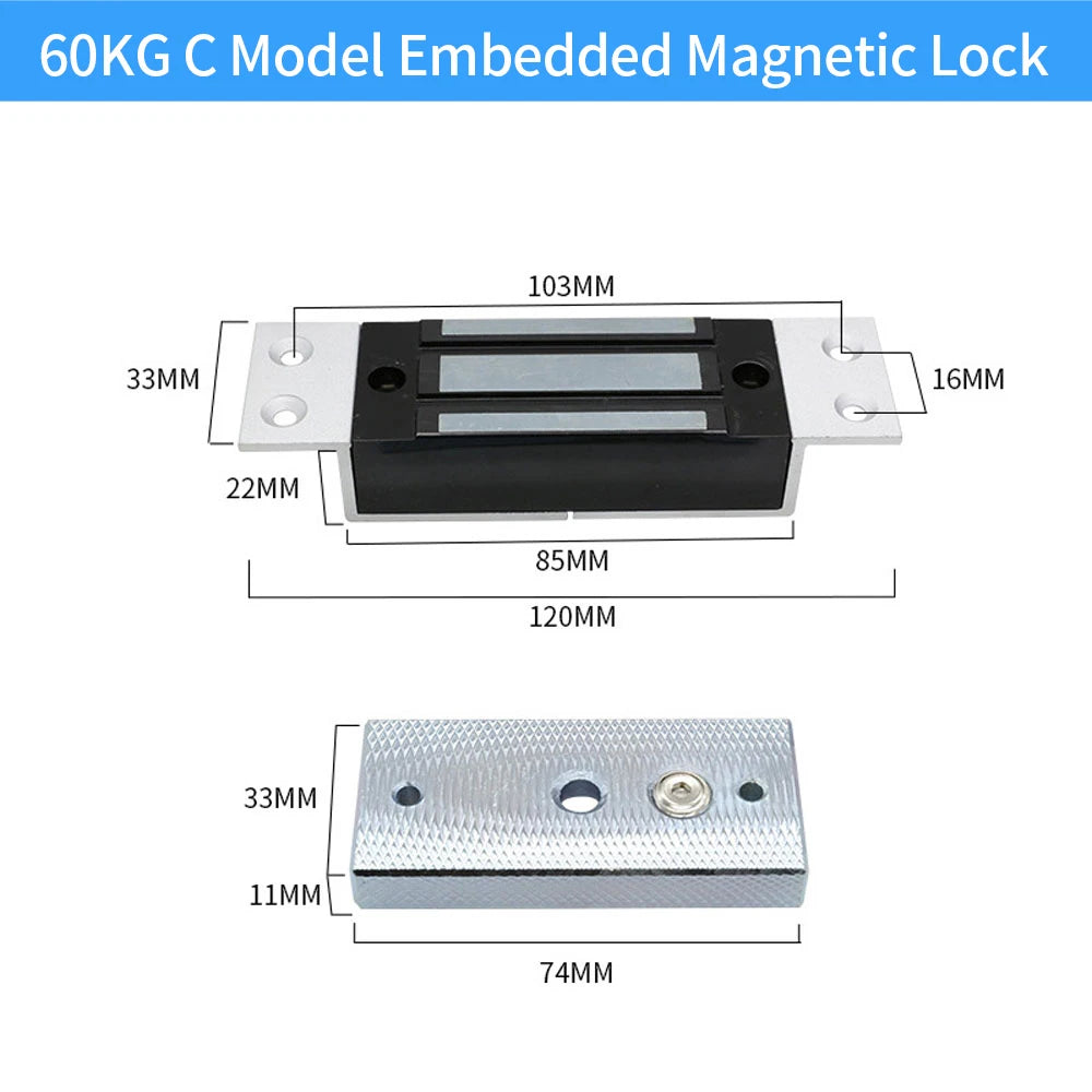 Mini DC12V Electronic Door Lock Electric Magnetic Lock Embedded Holding Force Electromagnetic for Access Control System Gate Vue type-C
