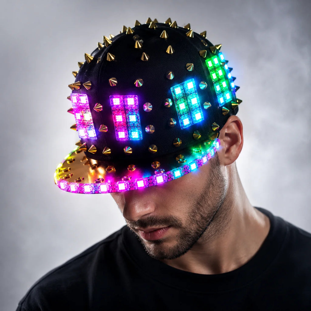Halloween Decor Party LED Luminous Baseball Cap Festival Hip Hop Hat Holiday Event Christmas Costume Supplies Vue