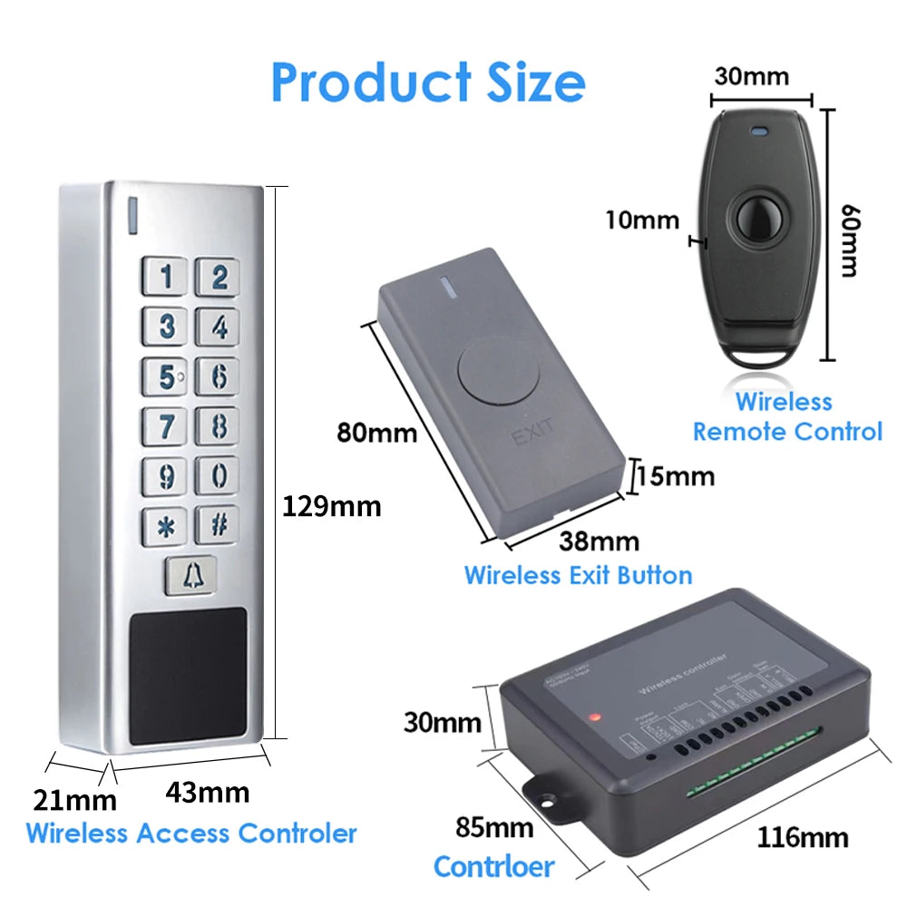 Zinc-Alloy IP66 Waterproof Wireless Access Control Kit 433Mhz AC 100V-240V Electronic Lock RFID Remote Control for Door Vue